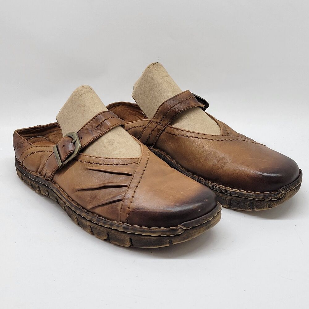 Earth Kalso Link Too Womens Brown Leather Mary Jane Buckle Slides Size US 7.5 B